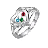 10K 14K 18K Gold Personalized 1-6 Stones Engraved Heart Mother Ring for Mother's Day