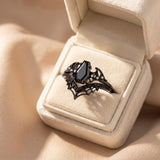 Sterling Silver 10K  14K  18K Gold 1CT-4CT Black Onyx Engagement Ring Gothic Wedding Promise Ring