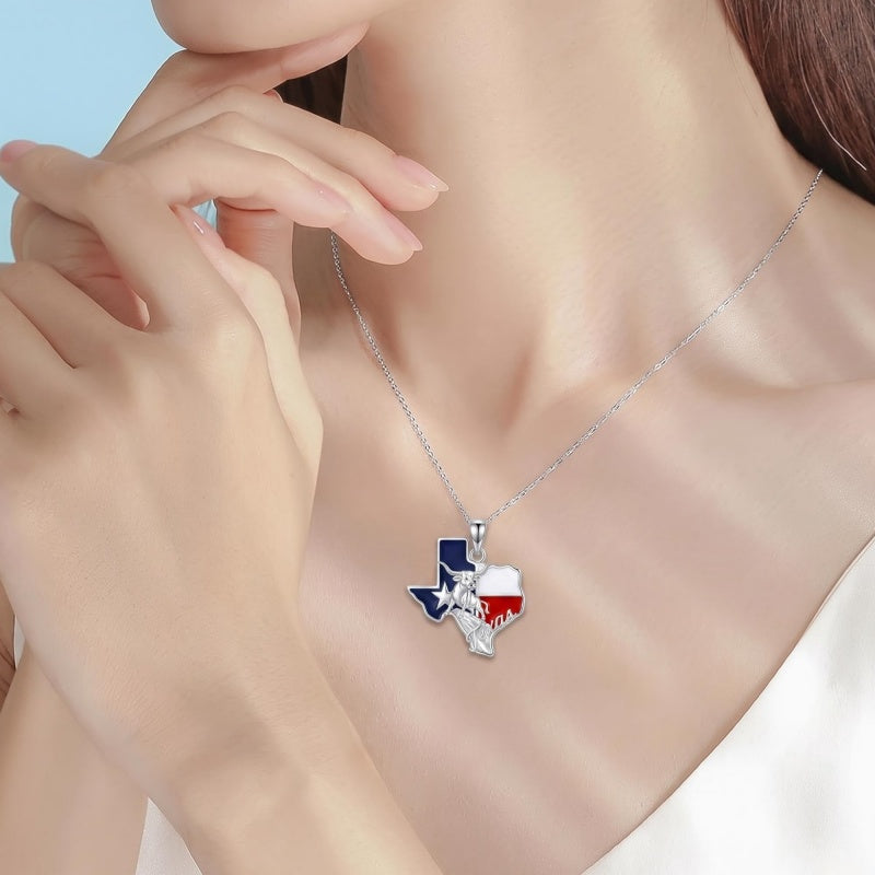 Sterling Silver  Bluebonnets Cow Skull Cowboy Hat Boot Cactus Cowgirl Texas Necklace Texas Necklace