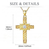 14K Gold Plated Cross Necklace for Women