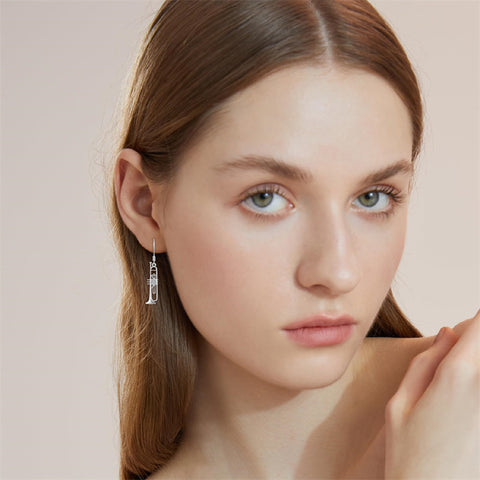 Sterling Silver Piano Drum Trumpet Music Dangle Earrings for Women