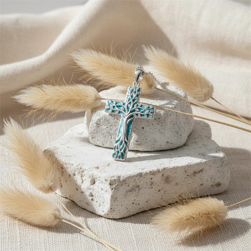 Sterling Silver Cross Pendant Necklace for Women Southwestern Cross Jewelry Gifts