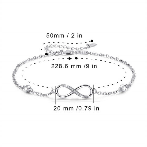 Sterling Silver Endless Love Symbol Anklet