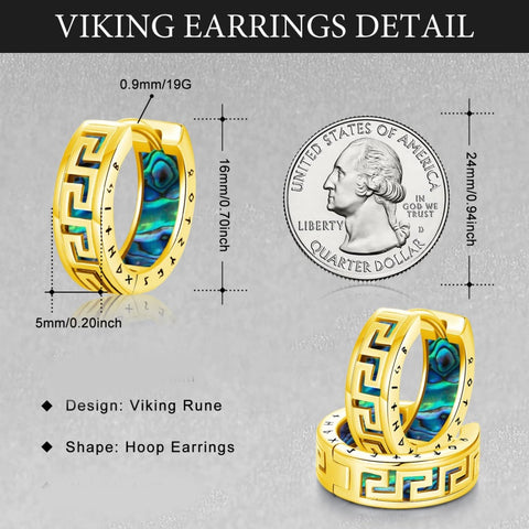 14K Gold Plated  Viking Hoop Earrings