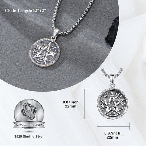 Sterling Silver Triple Moon Goddess Tetragrammaton Lilith Hecate  Pagan Wiccan Amulet Pendant Necklace