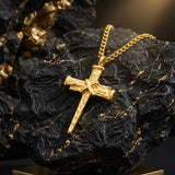 Cross Pendant Necklace for Men 14K Gold Plated Minimalist Christian Jewelry Religious Gift
