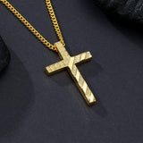Bible Verse 14K Gold Plated American Flag Cross Necklace for Men
