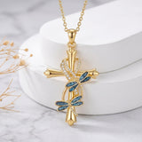 14K Gold Plated Cross Necklace for Women