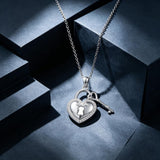 Sterling Silver Key Padlock Heart Key Lock Pendant Love Necklace Jewelry for Women Valentine's Day Birthday Gift