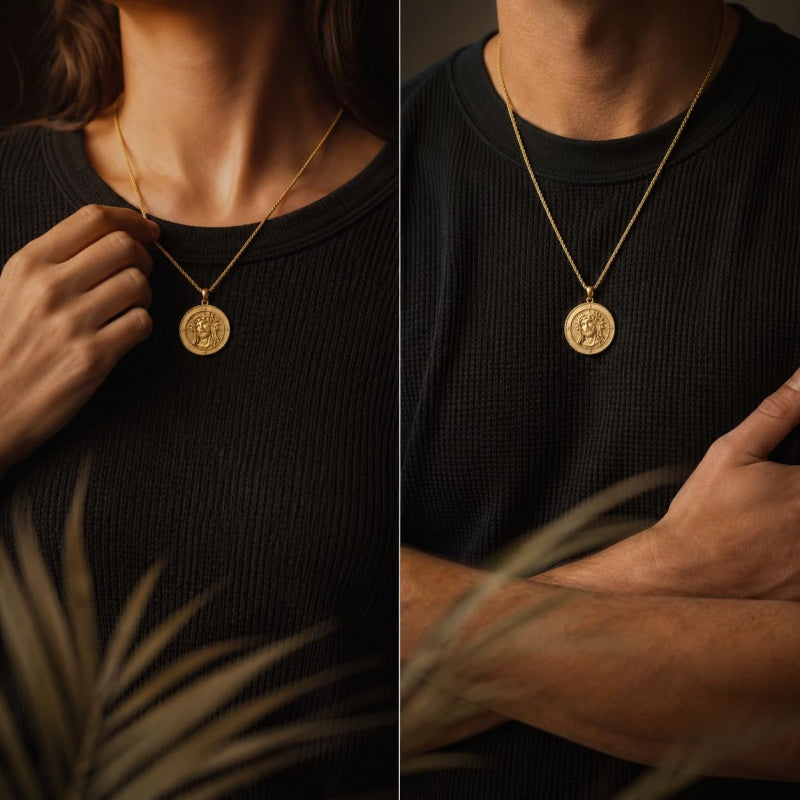 Patron Saint Medal Gold Plated Catholic Pendant Christian Religious Necklace Amulet Jewelry