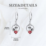 Sterling Silver Heart-Shaped Cubic Zircon Otter Cow Raccoon Leverback Earrings