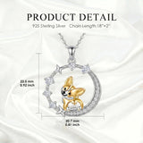 Sterling Silver Cubic Zirconia Raccoon Cat Dog Corgi Otter Highland Cow Pendant Necklace Gift for Birthday Christmas