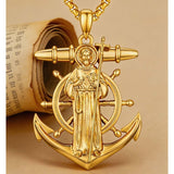 Christian Religious Medal Amulet 14K Gold Plated Pendant  Necklace