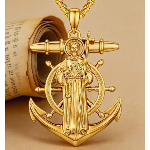 Christian Religious Medal Amulet 14K Gold Plated Pendant  Necklace