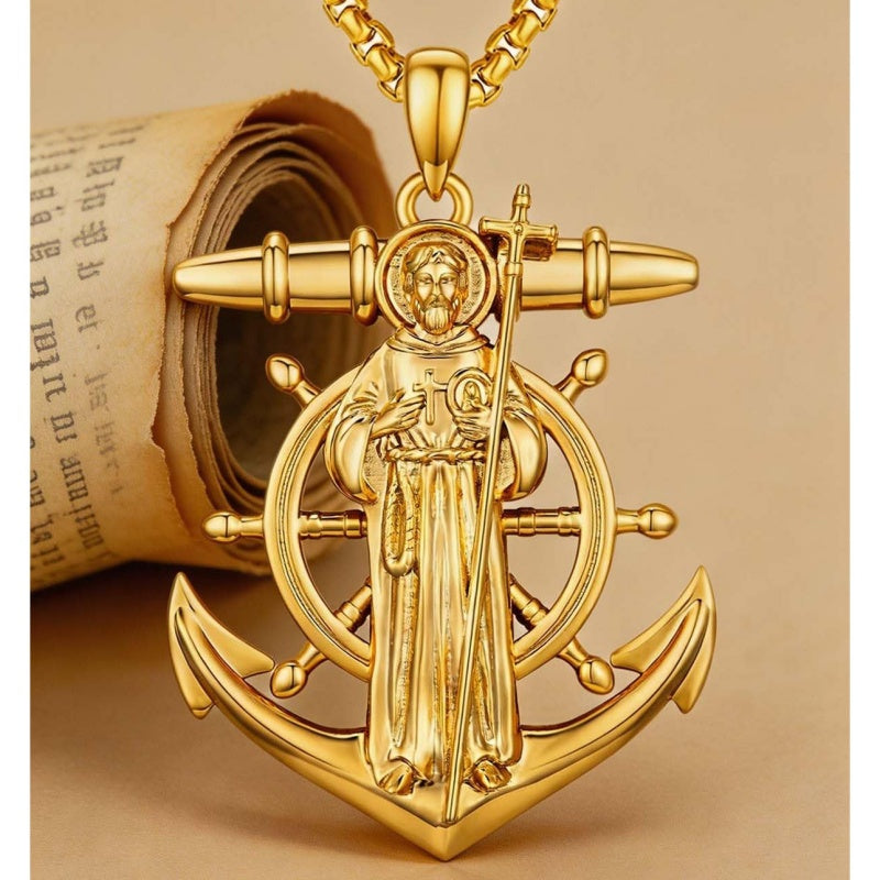 Christian Religious Medal Amulet 14K Gold Plated Pendant  Necklace