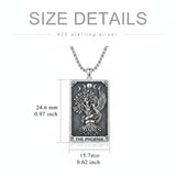 Sterling Silver Tarot Card Pendant  Necklace for Men Gothic Amulet Jewelry