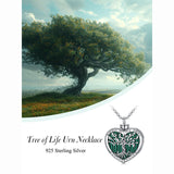 Sterling Silver Abalone Opal Shell Moss Agate Tree of Life Urn Necklaces for Ashes
