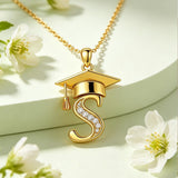 Initial  Graduation 14K Gold Plated Inspiring Grad Pendant Necklace Graduations Jewelry Gifts