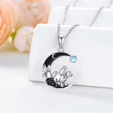 Sterling Silver Mama Bear with Cubs Pendant Necklace
