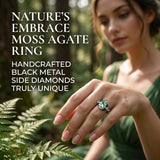 Sterling Silver 10K 14K 18K Gold 1-4CT Moss Agate Engagement Ring Promise Ring