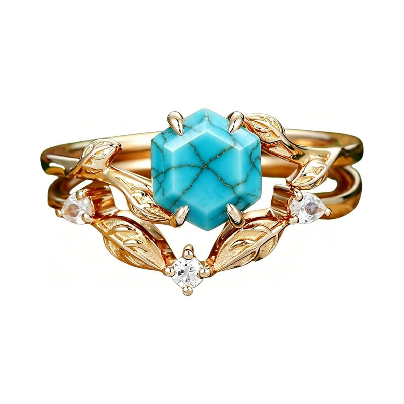 Sterling Silver Personalized Engraved 1-3CT Turquoise Engagement  Wedding Promise Ring Set for Her