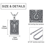 Sterling Silver Tarot Card 12 Zodiac Sign Pendant Necklace