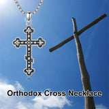 Sterling Silver Orthodox Cross Pendant Necklace Religious Gift