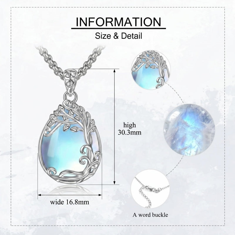 14K Gold Plated Teardrop Tree of Life Necklace for Women