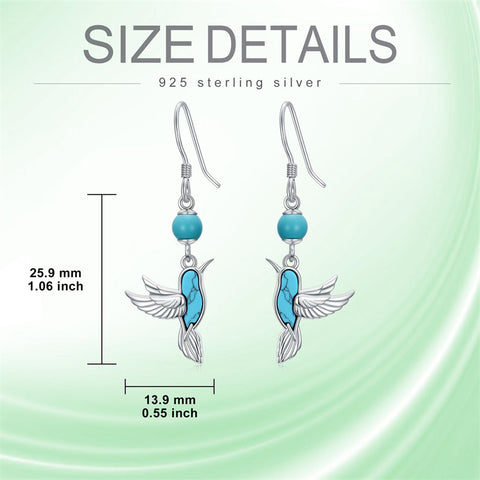 Sterling Silver Turquoise Owl Dragonfly Butterfly Hummingbird Dangle Earrings