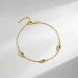 14K Gold Plated  Cubic Zircon Evil Eye Hamsa Hand Bracelets for Women