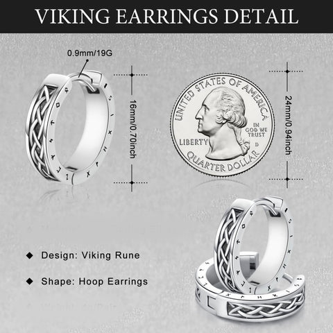 14K Gold Plated  Viking Hoop Earrings
