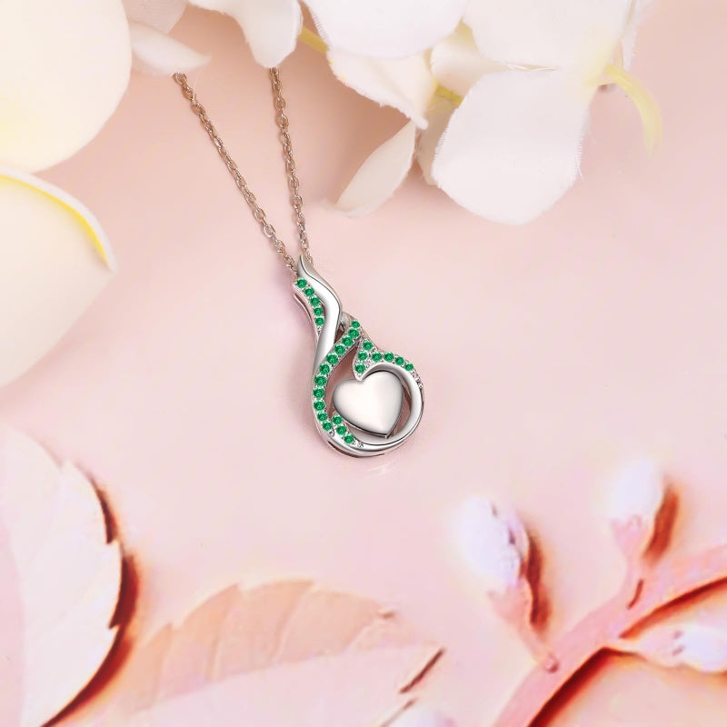 Sterling Silver Heart Shape Tear Dangle Urn Necklace for Ashes