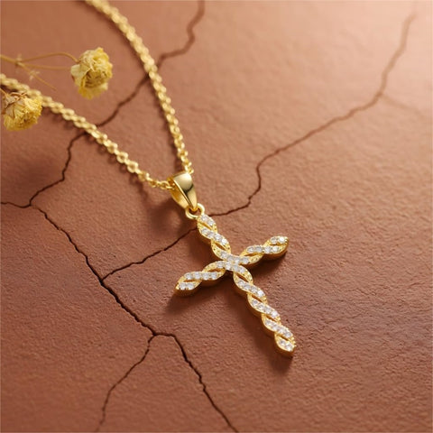 14K Gold Plated Cross Infinity  Pendant Necklace  for Women