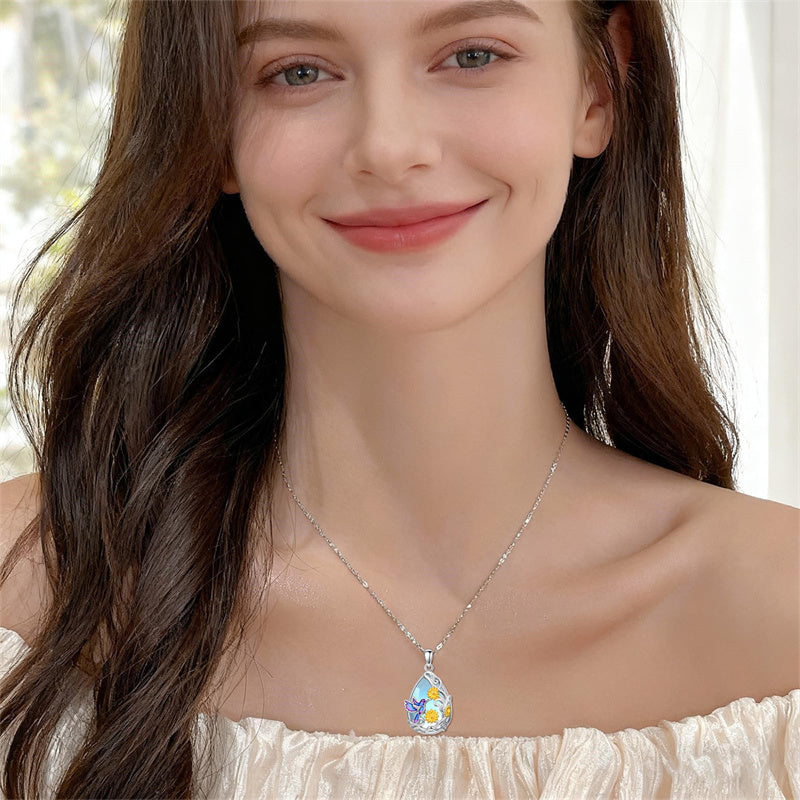 Sterling Silver Blue Dragonfly Pendant Necklace