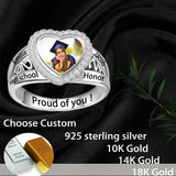 Sterling Silver 10K 14K 18K Gold Customized Photo High School College Graduation Ring