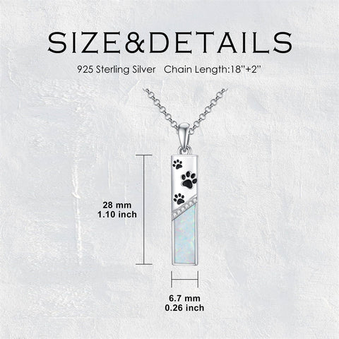 Sterling Silver White Opal Butterfly Dragonfly Tree of Life Paw Print Bar Pendant Necklace Gift for Birthday Christmas