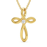 14K Gold Plated Cubic Zircon Infinity  Cross Necklace for Women Faith Jewelry