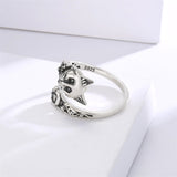Sterling Silver Cat Adjustable Spoon Ring for Women