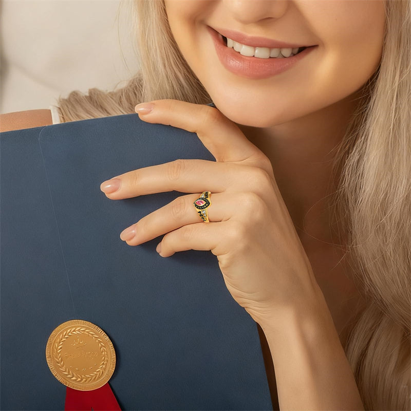 Sterling Silver 2026 Personalized Birthstone  Engraved Graduation Ring for Women