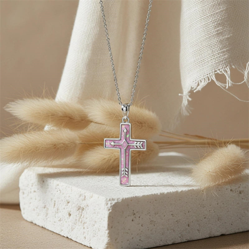 Sterling Silver Cross Pendant Necklace for Women Southwestern Cross Jewelry Gifts