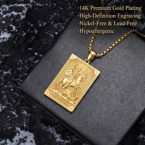 14K Gold PlatedJesus Saint Michael Saint George Saint Jude Pendant Necklace