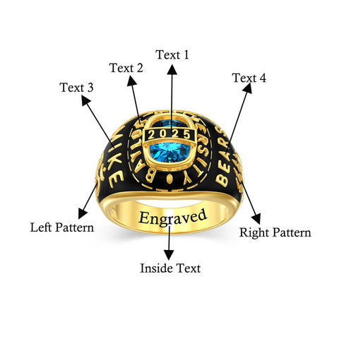 Sterling Silver Customized Birthstone High School Graduates Class Ring for Men