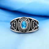 Sterling Silver Personalized Birthstone Engraved Class Rings for Women Graduation Gift