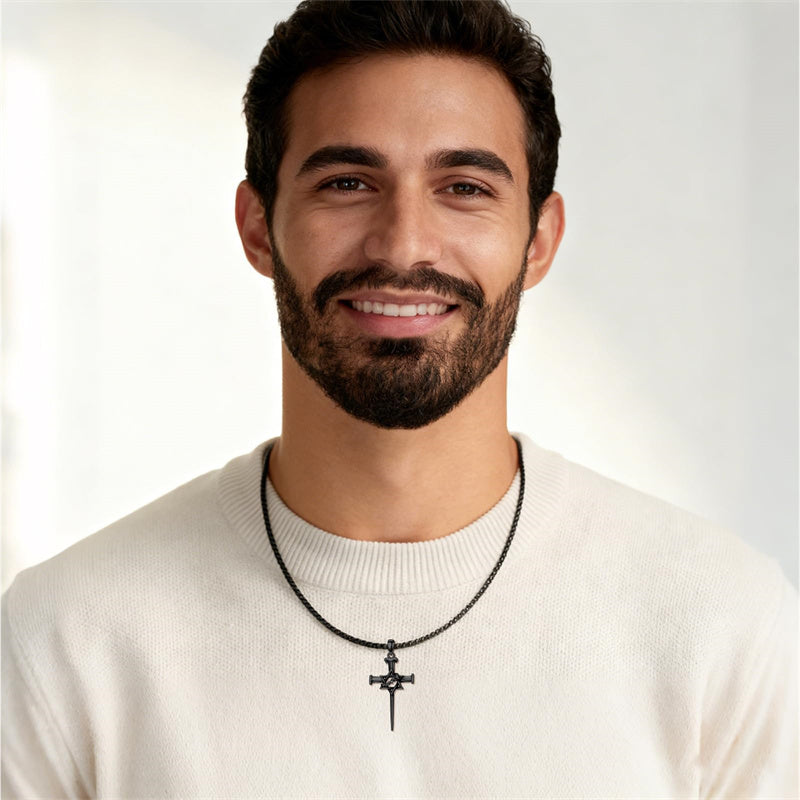 Sterling Silver Star Of David  Cross Pendant Necklace