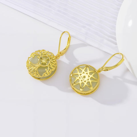 14K Gold Plated Natural Jade  Earrings for Women Good Fortune Jewelry Birthday Mother's Day Gifts