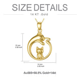 14K Yellow Gold Cat Pendant Necklace