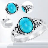 14K Gold Plated Turquoise Ring Western Jewelry Anniversary Birthday Gift for Women