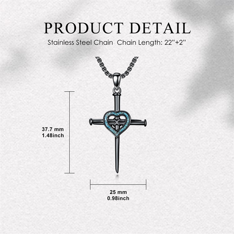 Sterling Silver Star Of David  Cross Pendant Necklace