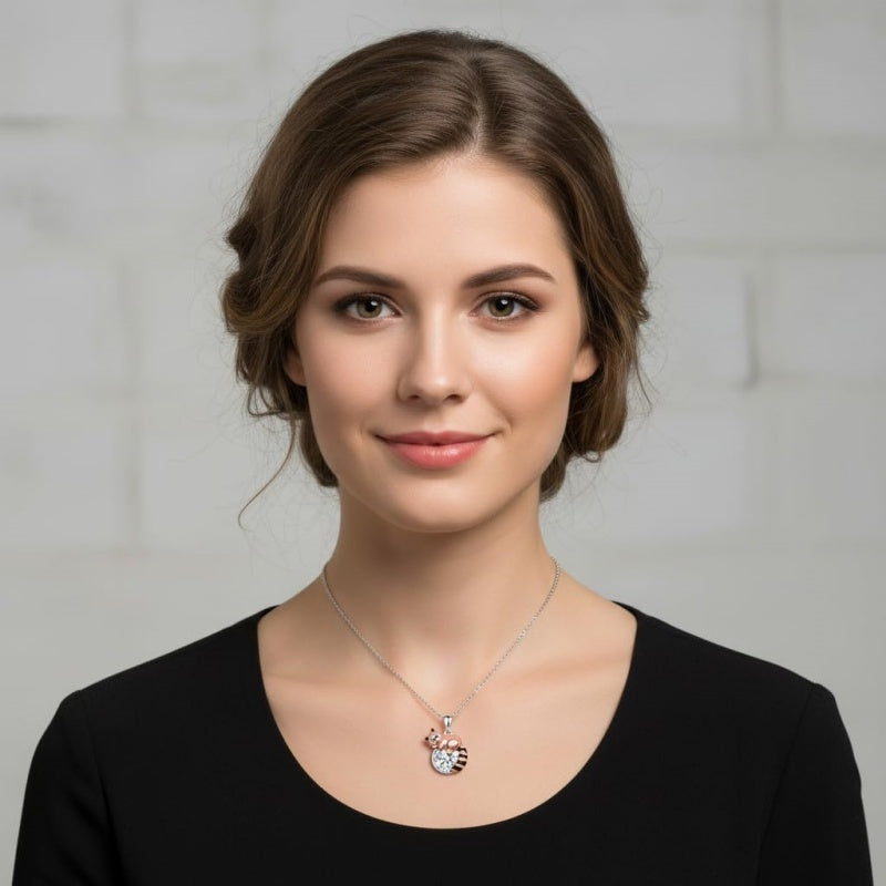 Sterling Silver Birthstone Red Panda Pendant Necklace for Women Birthstone Christmas Birthday  Gifts