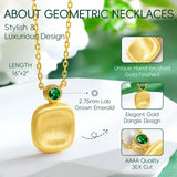 14K Gold Plated Lab-Grown Emerald Pendant Necklaces for Women